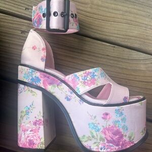 *on hold* Sugar Thrillz Pink Floral Platform Heels